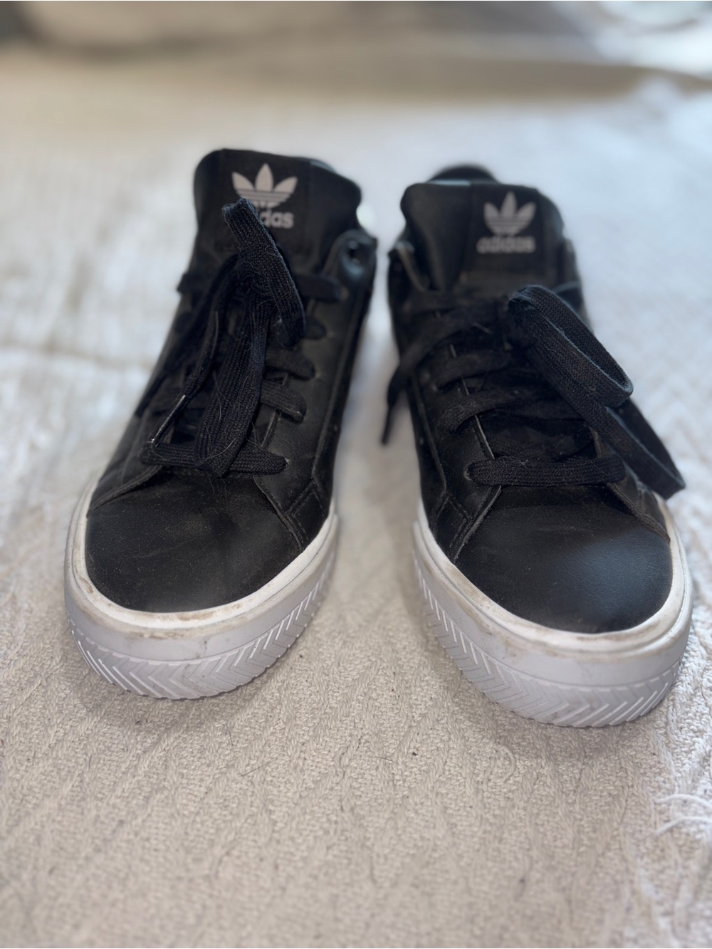 adidas Black Low-Top Sneakers with White Platform Soles